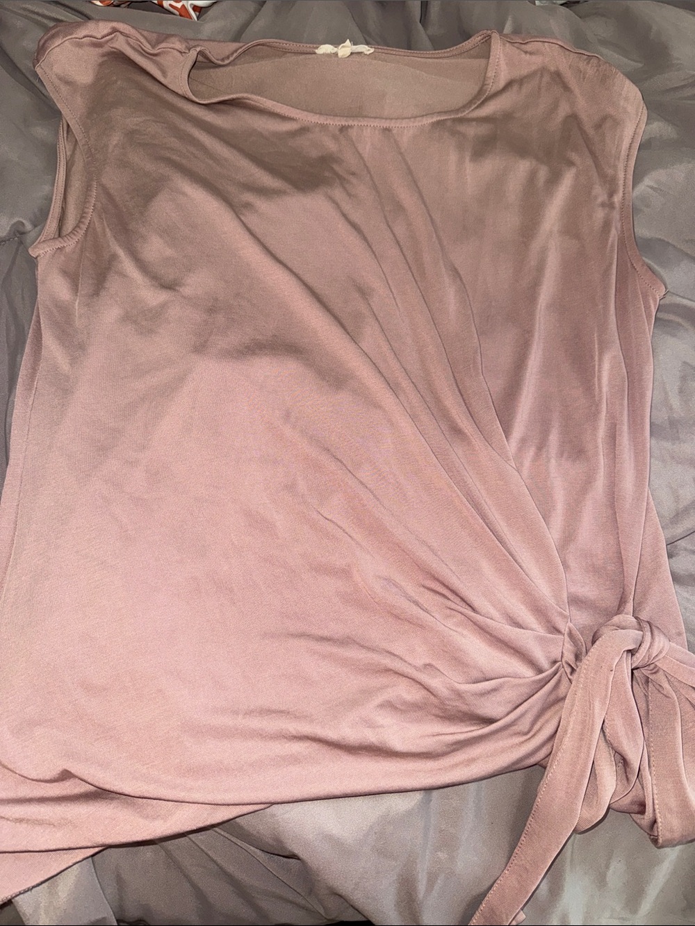 Mystree Blush Pink Side-Tie Sleeveless Tank